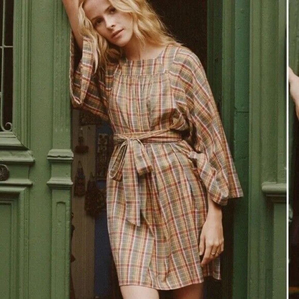 DÔEN CALDER DRESS IN PLAID - SIZE M - USED